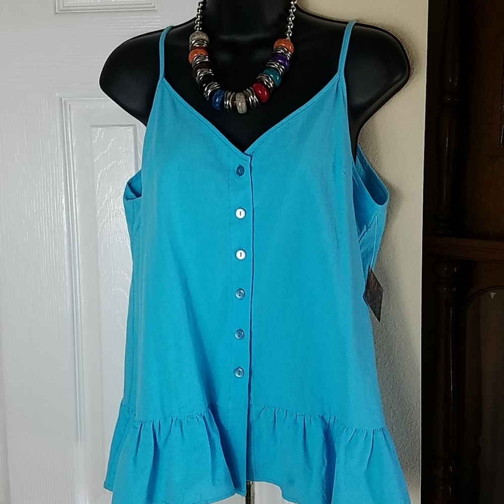 JW Style, Teal top, adjustable straps, Sz M - Picture 2 of 8
